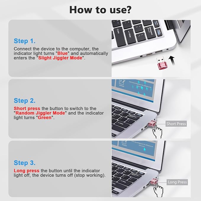 AUEDROT Mouse Jiggler Undetectable Jiggers USB Mover with Switch Button,Automatic Wiggler 2 Jiggle Modes,Mouse Device,Plug & Play,Keep Computer/Laptop Awake,Rose Gold,1 PCS