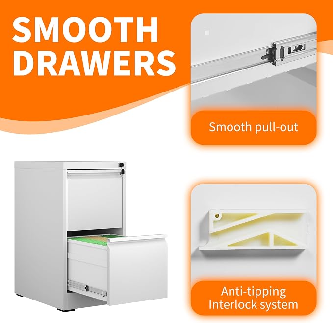 Metal File Cabinet with Drawer Heavy Duty Home Office Steel Vertical Filing Lockable Cabinets for Legal/Letter Size,Assembly Required