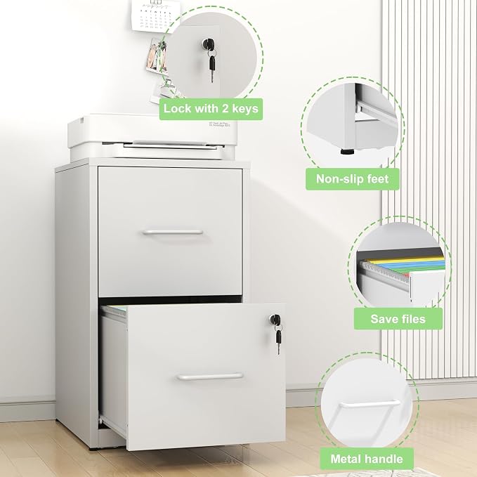 Metal File Cabinet with Drawer Heavy Duty Home Office Steel Vertical Filing Lockable Cabinets for Legal/Letter Size,Assembly Required