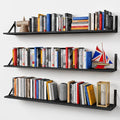 Forbena 48 Inch Long Floating Book Shelves for Wall Set of 3, Black Wall Bookshelves for Living Room, Large Heavy Duty Wood Wall Mounted Hanging Bookshelf for Bedroom Office Library Classroom
