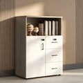 File Cabinet with Password Lock, Wood Lateral Filing Cabinet for Letter/A4 Files, 3 Drawer with Door, Printer Stand with Open Shelves for Home Office