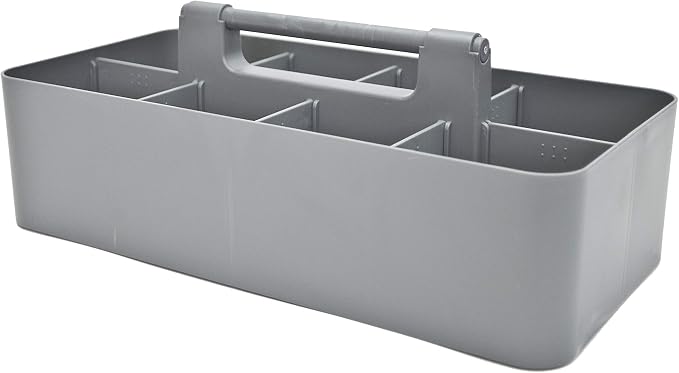 -Large Portable Caddy, DIY Dividers, 8 Compartments, School Office Supplies Home Business Organizer,Portable Basket with Handle Storage Made in USA (3 PACK, Orion Gray)