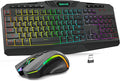 Redragon S101M-KS Gaming Keyboard and Mouse Wireless with Tri-Mode, RGB Keyboard and 4800 DPI Gaming Mouse, 10 Independent Multimedia Keys for Wins, PC, Computer, Wireless S101 Ideal for Gamer
