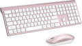 Wireless Keyboard and Mouse Combo, Full Size Keyboard and Mouse, Long Battery Life, Optical Mouse, 2.4G Lag-Free Cordless Mice Keyboard Set Ultra Slim Design for Computer, Laptop, PC, Mac (Pink)