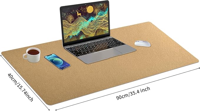 Bloss Gold Leather Desk Mat 35.4" x 15.7", Large Keyboard Pad for Desk, Desk Matt for Desktop, Waterproof Desk Pad Mat, Computer Mat for Office/Home/Decor