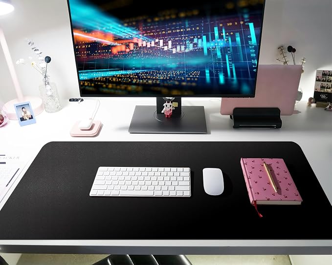 Bloss Black Desk Mat, Leather Desk Pad, Desk Matt for Desktop, Waterproof Desk Pad Mat, Computer Mat for Office Work/Home/Decor/Desk Protector/Cover(31.5 x 15.7 Inches)