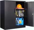 SISESOL 36 inch Metal Storage Cabinet with Doors and Shelves,Small Garage Storage Cabinet with Lock,Black Metal Cabinets with Locking Doors for Home,Office,Short Garage Cabinets