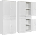 SISESOL White Metal Storage Cabinet with Drawer and Locks,Garage Storage Cabinet with Locking Doors and Adjustable Shelves,71" Tall Large Metal Cabinets with Magnetic Door for Home,Office,Garage