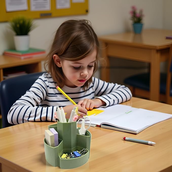 Pencil Pen Holder Desk Organizers Green Desktop Storage Stationery Supplies, Cute Cup Pot for Office, School, Art Supply