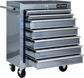 RYH 7 Drawers Rolling Tool Chest & Tool Box on Wheels | Heavy Duty Metal Cart with Ball Bearing Drawers | Fits US General Tool Box for Garage Storage (Silver, 7 Drawers（29.9" H × 24.2" W × 12.9" D)