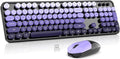 Wireless Keyboard and Mouse Combo, MOWUX Colorful Computer Full Size 2.4G Plug and Play Wireless Typewriter Keyboard and Mouse Set for Computer, Desktop, PC (Black& Purple Gradient)