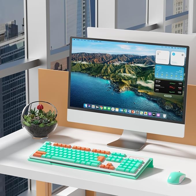 WINFFOR Comfortable Computer Keyboard Stand - Ergonomic Keyboard Riser Acrylic Tilted Keyboard Holder for Easy Typing&Working at Home Office - Fits All Keyboard Sizes - 17'' Wide (Lake Blue)