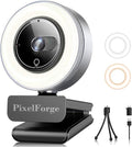 2K Webcam for PC with Microphone & Light & Privacy Cover, Web Camera for Desktop Computer/Laptop/Monitor/Mac, USB Streaming Camera for Zoom/Skype/Teams/Video Calling/Studying and Conference