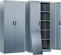 BESFUR Metal Storage Cabinet with 2 Doors and 4 Adjustable Shelves Garage Storage Cabinet with Lock 71" Office Storage Cabinets Locking Cabinets for Garage Office Shop Home (Gray)