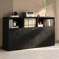 File Cabinet with Password Lock, Wood Lateral Filing Cabinet for Letter/A4 Files, 3 Drawer with Door, Printer Stand with Open Shelves for Home Office