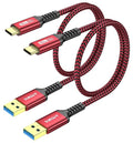 SUNGUY 10Gbps Android Auto USB C Cable, [2-Pack,1.5FT] 3A Fast Charging & Data Transfer USB C CarPlay Cable, Compatible with iPhone 17/16/15 Pro Max, Galaxy S22 S21 Note 20, Pixel 7 (Red)