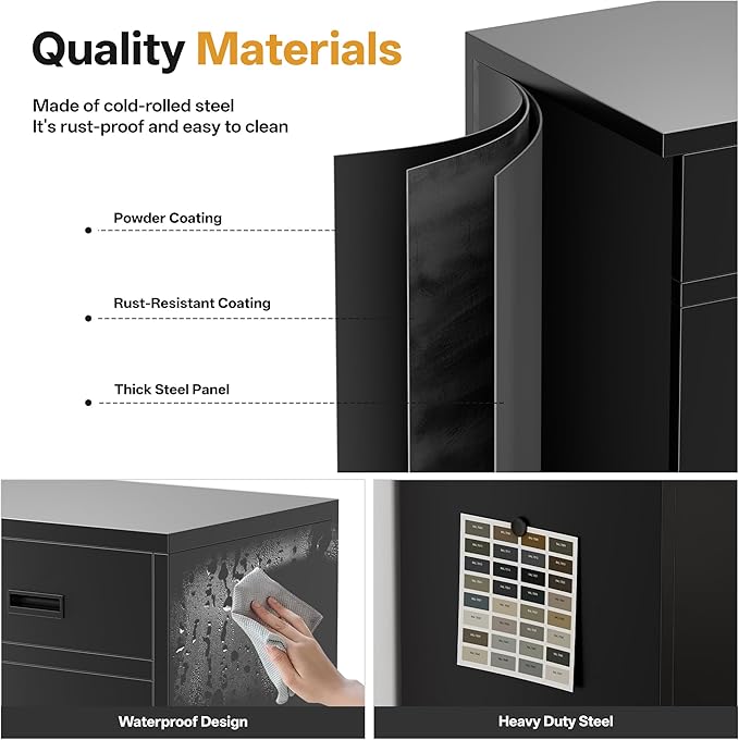 Metal Storage Cabinet 36" H, Locking Storage Cabinet with 1 Drawer and Adjustable Shelf, Garage Storage Cabinet for Home Office, Garage, School, Apartment, Warehouse