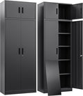 BESFUR Metal Storage Cabinet 87" H,Tall Locking Storage Cabinets with Top Cabinet and 4 Adjustable Shelves for Home Office, Garage,School, Apartment, Warehouse, Utility Room，Black