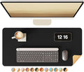 YSAGi Double-Sided Desk Pad, Leather Desk Mat, Eco Cork Desk Pad Protector, Large Mouse Pad for Desk, Waterproof Desk Blotter Pad, Desk Writing Pad for Office Work/Home(23.6"x13.7",Black+Cork)