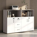 File Cabinet with Password Lock, Wood Lateral Filing Cabinet for Letter/A4 Files, 3 Drawer with Door, Printer Stand with Open Shelves for Home Office