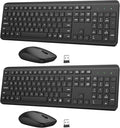Wireless Keyboard and Mouse Combo, Full-Size Silent Ergonomic Keyboard and Optical Mouse, Long Battery Life, 2.4G Lag-Free Cordless Mice Keyboard for Laptop/Mac/PC/Windows(2 Packs