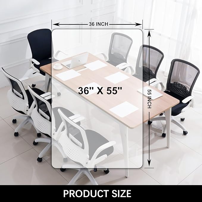 Kuyal Clear Chair mat for Hardwood Floor 36 x 55 inches Transparent Floor Mats Wood/Tile Protection Mat for Office & Home (36" X 55" Rectangle)