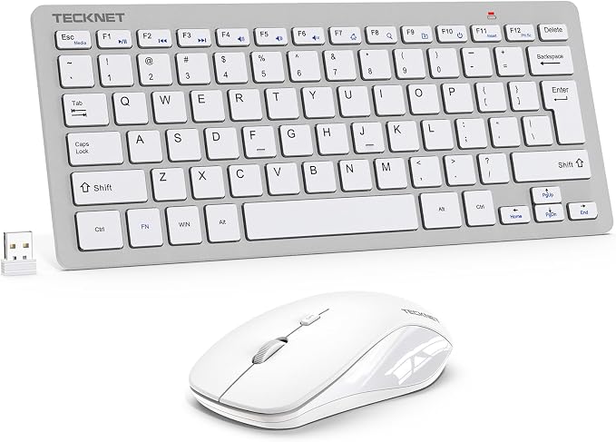 TECKNET Wireless Keyboard and Mouse Combo, Mini Cordless Computer Keyboard and Mouse Set 2.4GHz, Silent Adjustable 1600 DPI, Quiet Click, Lag-Free for Computer, Laptop, PC, Windows, Mac, Chrome OS(SS)
