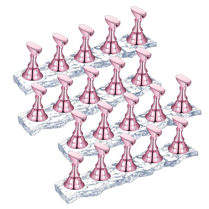 4 Set Nail Holder Stand - Display Fake Wave Shape Acrylic Nails, Magnetic Holder & Practice Station