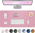 AFIING Leather Desk Pad Protector, Large Mouse Pad, Non-Slip Waterproof PU Leather Desk Mat, Desk Blotter Cover for Office and Home (Pink, 36" x 17")