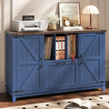 Vabches Lateral File Cabinet with File Drawer, Farmhouse Filing Cabinet with Storage Shelves for Legal/A4/Letter Size Hanging Files, Large Modern Printer Stand for Home Office (Navy Blue and Brown)