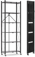 ALANNG 73.6 Inch Folding Bookshelf, 6 Tier Metal Bookcase and Bookshelves, Tall Shelves for Living Room Office Bedroom, Heavy Duty Book Shelve Free Standing Open (Black, 1PACK)