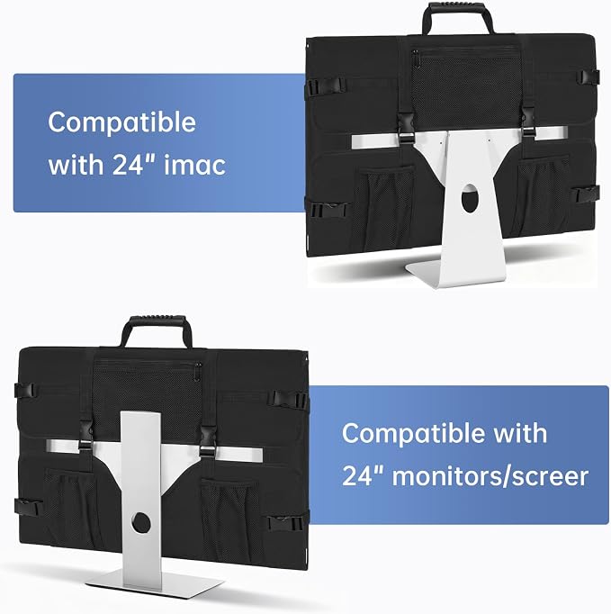 Monitor Carrying Case for 24" Monitors/LCD Screens, Compatible with iMac 21.5"/24", Protective Travel Carrying Bag with Padded Velvet and Carry Handle