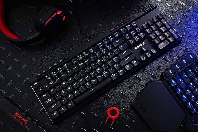 Redragon K580 VATA RGB LED Backlit Mechanical Gaming Keyboard with Macro Keys & Dedicated Media Controls, Hot-Swappable Socket, Onboard Macro Recording (Brown Switches)