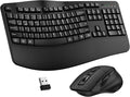 Wireless Keyboard and Mouse Combo, 2.4G Full Size Wave Keys Ergonomic Keyboard with Wrist Rest and 3-Level DPI Adjustable Wireless Ergonomic Mouse for Windows, Mac OS Desktop/Laptop/PC(Black)