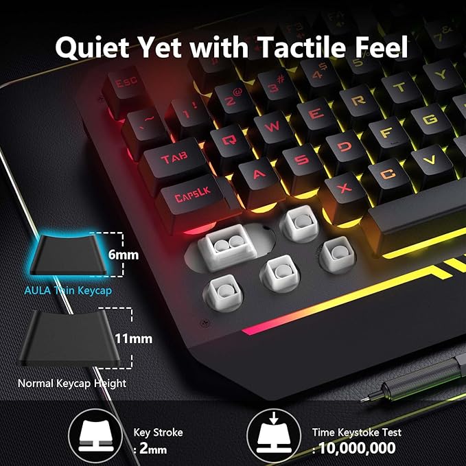 AULA Gaming Keyboard, T102 104 Keys Gaming Keyboard and Mouse Combo with RGB Backlit, All-Metal Panel, Anti-Ghosting, PC Game Keyboard and Mouse, USB Wired Keyboard Mouse for MAC Xbox PC Gamers