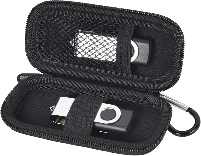 USB Flash Drive Case, SD Card Holder Compatible with Thumb Drive, Memory Cards, SDXC SDHC Storage Bag, Electronic Accessories Organizer for SanDisk for Samsung for Inland (All Black)