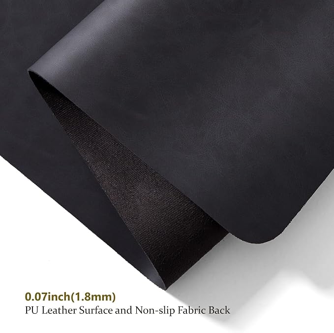 Distressed Leather Desk Mat - Non-Slip PU Desk Pad for Office and Home - Desk Organization and Accessories - Ideal for Large Mouse Pad and Desk Mats on Top of Desks(Charcoal Black,27.6"x 13.8")