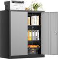 INTERGREAT Metal Storage Cabinet, 36” Steel Locking Cabinet with Doors and Shelves, Black Grey Utility Cabinet Garage Cabinets for Home Office, Garage, Kitchen