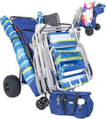 Ultimate Beach Cart with Balloon Wheels for Sand – Buggy Wagon with Big Wheels, Insulated Cooler Bag, Boogie Board & Umbrella Holder, 100 lbs Load Capacity