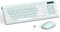 Wireless Keyboard and Mouse Combo, Full-Sized Wireless Keyboard and Adjustable DPI Mouse, 2.4GHz USB Receiver, Keyboard and Mouse for PC, Windows, Desktop, Laptop (Mint Green and White)