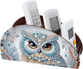 Diamond Painting Storage Box, DIY 5D Owl Design Multi-Compartment Wooden Tabletop Organizer, Diamond Art Storage Holder for Pens Makeup Brushes Remotes Office Supplies Desktop Decoration