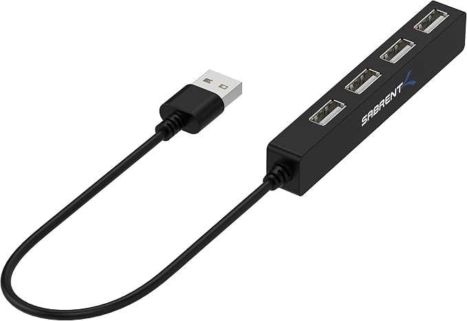 SABRENT 4 Port Portable USB 2.0 Hub (9.5" Cable) for Ultra Book, MacBook Air, Windows 8 Tablet PC (HB-MCRM)