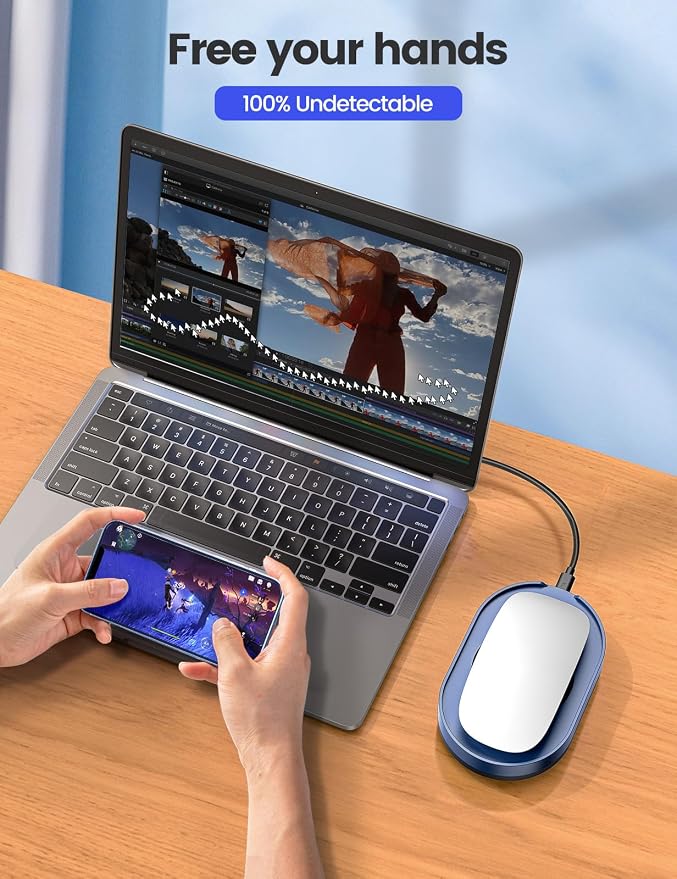 Vaydeer Undetectable Mouse Mover, M3 Mouse Jiggler Device with ON/Off Switch, Driver-Free Shaker Wiggler Mouse Movement Simulation for Computer Awakening, Gift Ideal for Men/Women (Dark Green)