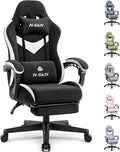 N-GEN GAMING Gaming Chair Video Game Computer Office Desk Use Ergonomic Reclining Backrest Adjustable Armrests Lumbar Support Footrest High Density Foam Breathable Fabric Heavy Duty Base (Black)