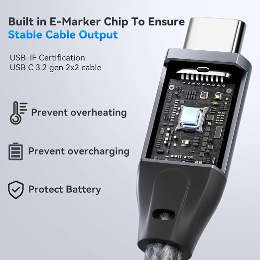 ULT-WIIQ 15FT USB C to USB C 3.2 Gen 2 x 2 Video Cable for Portable Monitor, 4K@144/120/60Hz 8K Display Cable, 20Gbps Data Transfer, PD 3.1 240W Fast Charging, for iPhone 17, MacBook, SSD, CarPlay