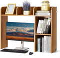 VEVOR Wood Desk Shelf, Desktop Bookshelf, Desk Storage Hutch with 6 Shelves, Office Countertop Organizer 3-Tier Display Rack, with Anti-Slip Feet Pads, for Office, Home & Dorm, Natural