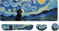 Desk Pad and Keyboard Wrist Rest, Large Mouse Pad + Keyboard Pad+Mouse Wrist Support, Non-Slip Desk Mat Protector for Office, Home 31.5×11.8 Inches Starry Night Cat