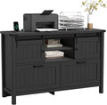 2 Drawer Lateral File Cabinet with Outlets & Charging Station for Files Letter/FC/A4, Farmhouse Filing Cabinets for Home Office Storage, Wooden Print Stand, 46.4" Wide, Black