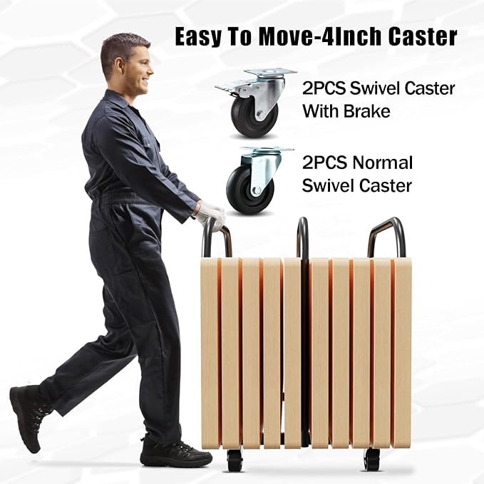 3 Pole Folding Table and Chair Cart-Panel Cart with 4Inch Swivel Caster 8PCS Table Storage Capacity Folding Chair&Table Dolly with 2PCS Straps to Store and Move Lumber,Mattress,Plywood,Box