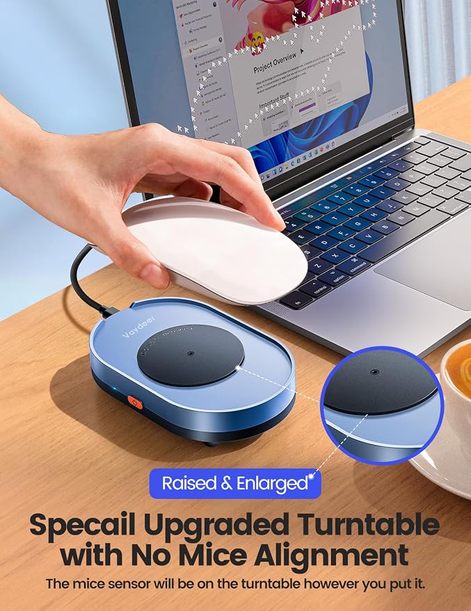 Vaydeer Undetectable Mouse Mover, M3 Mouse Jiggler Device with ON/Off Switch, Driver-Free Shaker Wiggler Mouse Movement Simulation for Computer Awakening, Gift Ideal for Men/Women (River Blue)